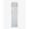 Erdem Womens Cloud Long-sleeve Crystal-embellished Tulle Gown In Gray