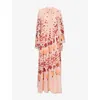 ERDEM WOMENS MARGOT CLOUD PINK CAPE FLORAL SILK MAXI DRESS