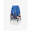 Erdem Womens Rose Cobalt Blue Floral Pleated Cotton-blend Midi Skirt In Blue