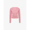 Erdem Womens Rose Pink Embellished Cropped Knitted Jumper In Pink
