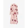 Erdem Womens Rose Slipper Pink Floral-print Long-sleeve Cotton Midi Shirt Dress In Pink