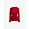 Erdem Womens Ruby Red Draped Long-sleeve Satin-cady Blouse In Red