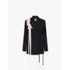 Erdem Womens Black Single-breasted Belted Wool Blazer