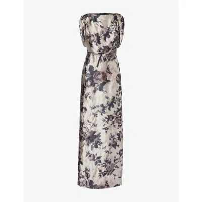 Erdem Womens Sleeveless Graphic-pattern Woven Maxi Dress Fonteyn Rose Pearl