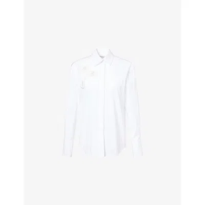 Erdem Womens White Embroidered Long-sleeve Cotton Shirt
