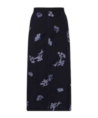 Erdem Wool And Cotton Jacquard Pencil Skirt In Black