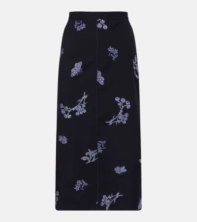 Erdem Wool And Cotton Jacquard Pencil Skirt In Black