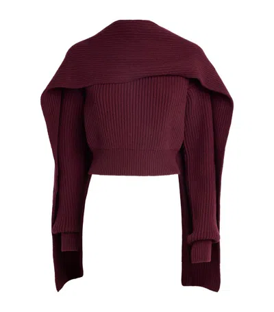 Erdem Wool-cashmere Scarf Sweater In Burgundy