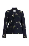 Erdem Wool-cotton Blazer In Navy