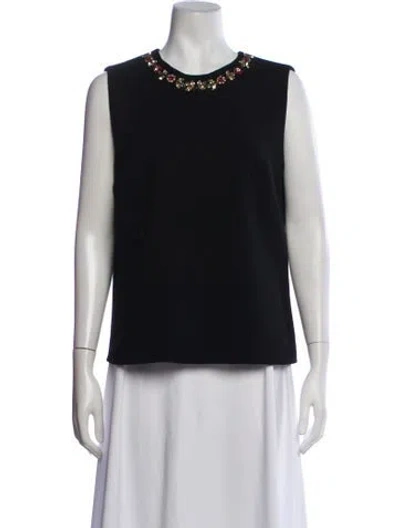 Pre-owned Erdem Wool Crew Neck Top W/ Tags In Black
