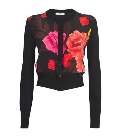 Erdem Wool Floral Cardigan In Black