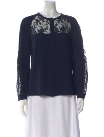 Pre-owned Erdem Wool Lace Pattern Blouse In Blue