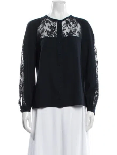 Pre-owned Erdem Wool Lace Pattern Blouse In Blue