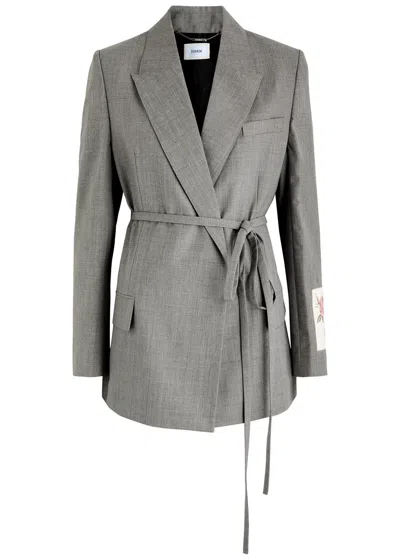 Erdem Wool Wrap Blazer In Grey