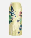 Erdem Yellow Floral Pencil Midi Skirt In Yellow