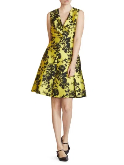 Erdem Yoko Dress In Yellow In Multi