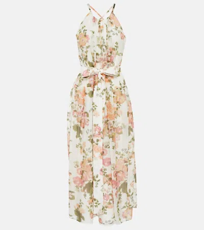 Erdem Zinnia Floral Cotton And Silk Midi Dress In Ivory