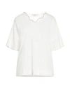 Ereda Woman T-shirt White Size 8 Cotton, Viscose, Metallic Polyester In White