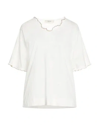 Ereda Woman T-shirt White Size 8 Cotton, Viscose, Metallic Polyester