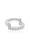 Erede 18k White Gold Hinged Pavé Ring In Silver