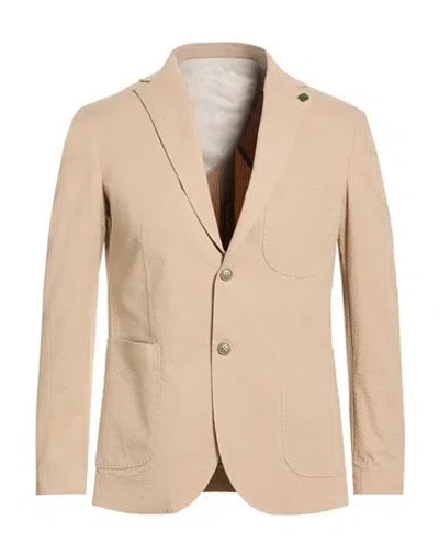 Eredi Del Duca Man Blazer Beige Size 42 Cotton, Elastane In Brown