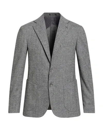 Eredi Del Duca Man Blazer Charcoal Size 42 Polyester, Viscose, Wool In Gray