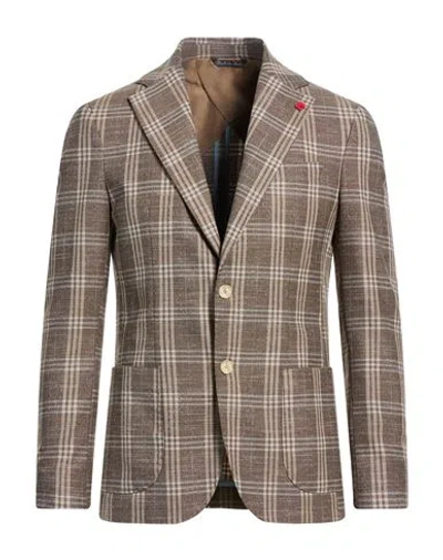 Eredi Del Duca Man Blazer Dark Brown Size 38 Polyester, Viscose, Elastane