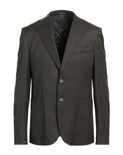 Eredi Del Duca Man Blazer Dark Green Size 44 Polyester, Viscose, Elastane