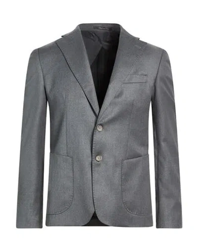 Eredi Del Duca Man Blazer Grey Size 38 Polyester, Viscose, Elastane In Gray