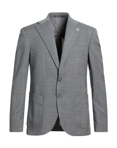 Eredi Del Duca Man Blazer Grey Size 42 Polyester, Wool, Elastane In Gray