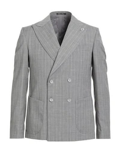 Eredi Del Duca Man Blazer Grey Size 44 Polyester, Wool, Elastane In Gray