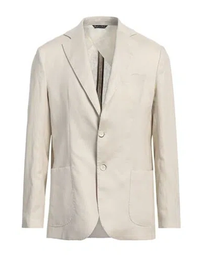 Eredi Del Duca Man Blazer Ivory Size 44 Linen In White