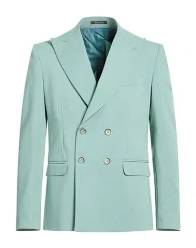 Eredi Del Duca Man Blazer Light Green Size 40 Polyester, Viscose, Elastane In Blue