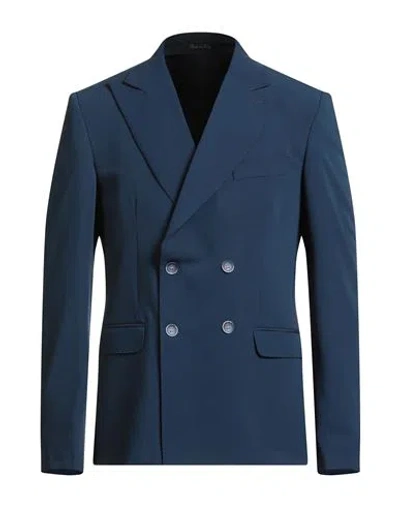 Eredi Del Duca Man Blazer Navy Size 42 Polyester, Viscose, Elastane In Blue