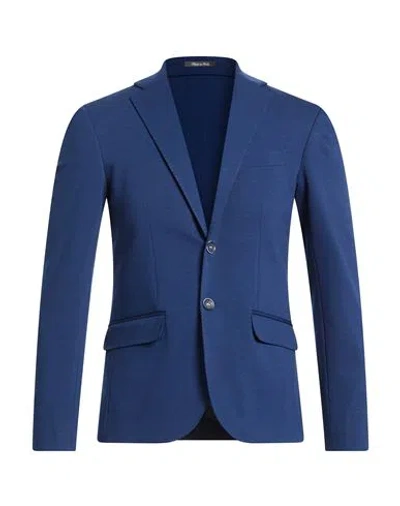 Eredi Del Duca Man Blazer Navy Size 46 Cotton, Nylon, Elastane In Blue