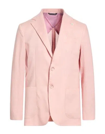 Eredi Del Duca Man Blazer Pink Size 44 Linen