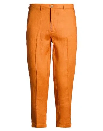 Eredi Del Duca Man Pants Orange Size 36 Linen