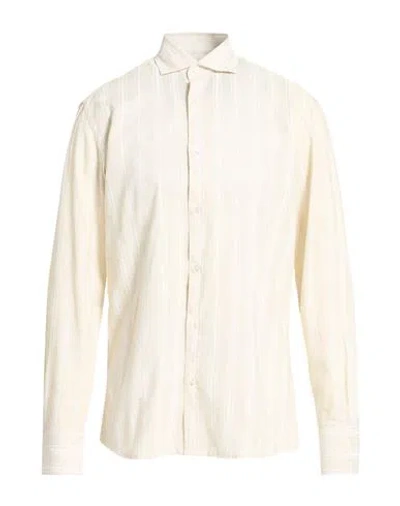 Eredi Del Duca Man Shirt Ivory Size L Viscose, Linen In Neutral