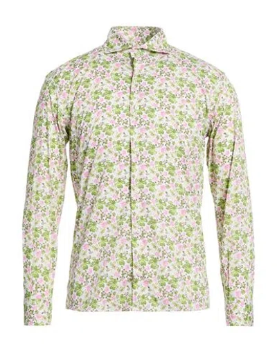Eredi Del Duca Man Shirt Light Green Size M Cotton, Polyamide, Elastane