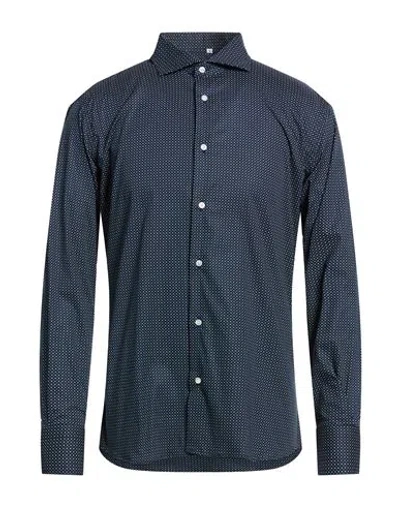 Eredi Del Duca Man Shirt Midnight Blue Size Xl Cotton, Elastane