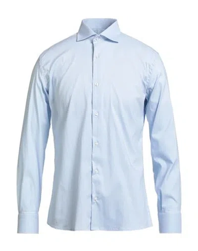 Eredi Del Duca Man Shirt Sky Blue Size Xl Cotton, Polyamide, Elastane