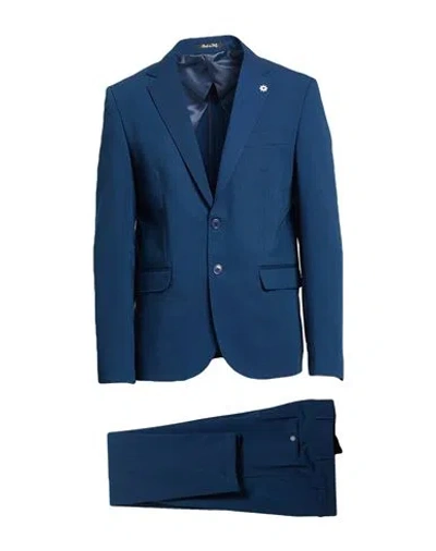 Eredi Del Duca Man Suit Navy Size 42 Polyester, Viscose, Elastane In Blue