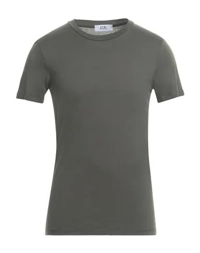 Eredi Del Duca Man T-shirt Military Green Size M Cotton In Gray