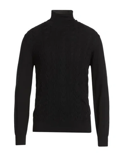 Eredi Del Duca Man Turtleneck Black Size Xxl Viscose, Acrylic, Polyamide