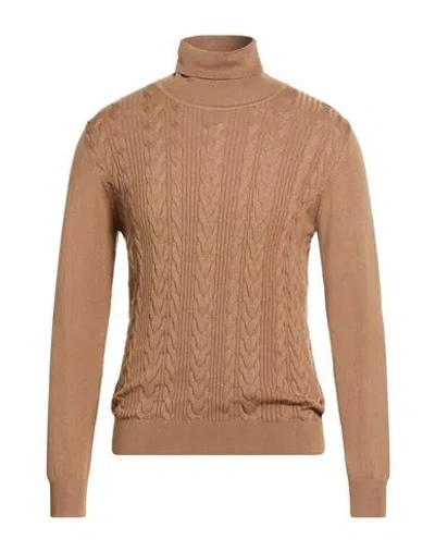 Eredi Del Duca Man Turtleneck Camel Size Xxl Viscose, Acrylic, Polyamide In Brown