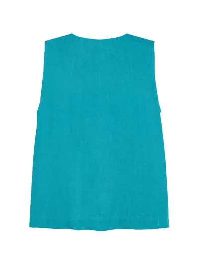 Eres 100% Linen Tank Top In Blue