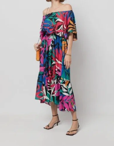 Pre-owned Eres $868  Women's Blue Silk Floral Off-shoulder Self-tie A-line Dress Size M/l