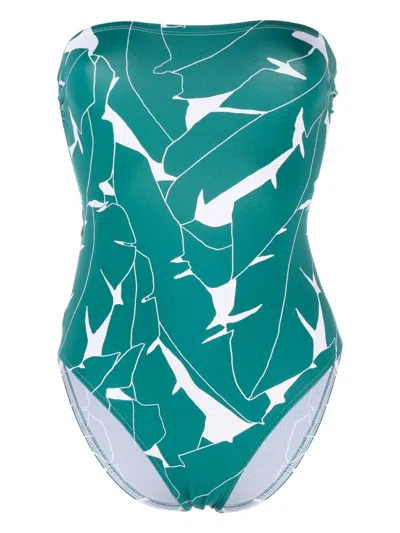 Eres Abstract-print Bustier Swimsuit In Imprime_bananiers_jungle