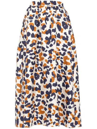 Eres Abstract-print Midi Skirt In 白色