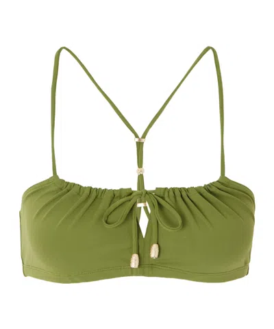 Eres Abysses Cutout Embellished Bikini Top In Green